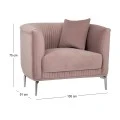 DUSTY PINK VELVET ARMCHAIR 106X96X73CM W SILVER METAL LEGS KD