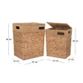 SET 2 WATER HYACINTH LAUNDRY BASKET WITH LID 44X33X56 37X27X48CM