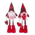 XMAS SET 2 RED FABRIC FOLDABLE GNOME WITH HEART 30CM