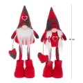 XMAS SET 2 RED FABRIC FOLDABLE GNOME WITH HEART 30CM