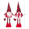XMAS SET 2 RED FABRIC FOLDABLE GNOME WITH HEART 70CM