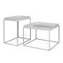 DECO WHITE METALLIC TABLE SET 2 60X60X40