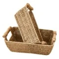 SET 2 NATURAL ROPE BASKET 30X20X10  25X18X8CM