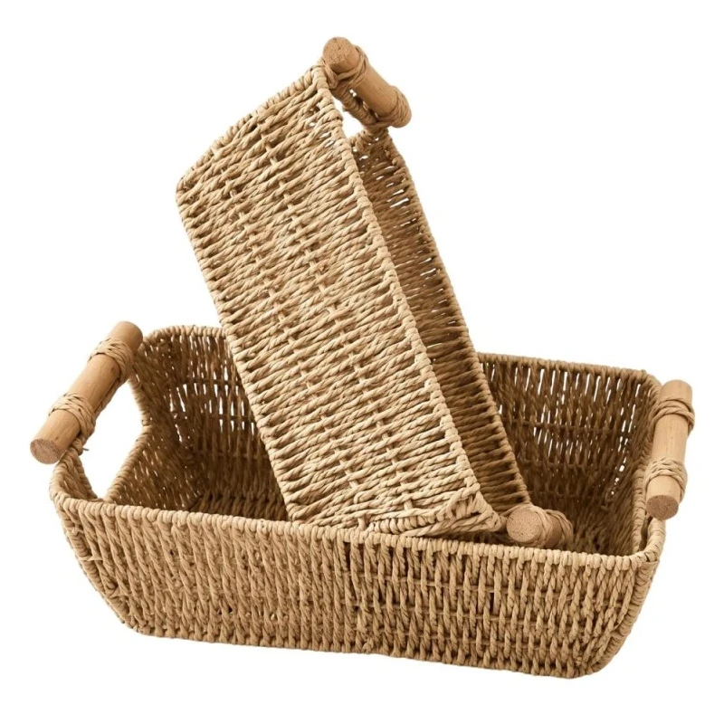 SET 2 NATURAL ROPE BASKET 30X20X10  25X18X8CM