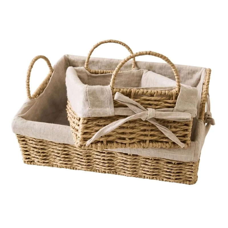 SET 2 RECTANGLE ROPE BASKET 30X21X10  25X17X8CM