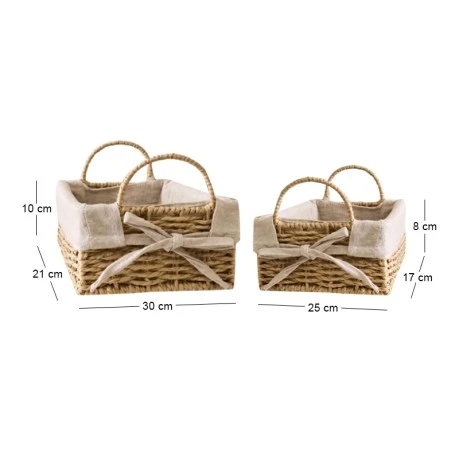 SET 2 RECTANGLE ROPE BASKET 30X21X10  25X17X8CM