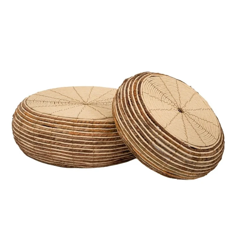 SET 2 NATURAL ROPE FLOOR PILLOW 62X20 46X19CM