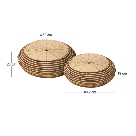 SET 2 NATURAL ROPE FLOOR PILLOW 62X20 46X19CM