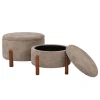 SET 2 ELEPHANT CIRCLE STOOL ON WOODEN LEGS AND INSIDE STORAGE D56X35CM D45X30CM