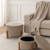 SET 2 ELEPHANT CIRCLE STOOL ON WOODEN LEGS AND INSIDE STORAGE D56X35CM D45X30CM