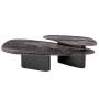 SET 2 GREY METAL TABLES WITH GREY BROWN MARBLE SURFACE 144X75X47CM