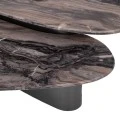 SET 2 GREY METAL TABLES WITH GREY BROWN MARBLE SURFACE 144X75X47CM