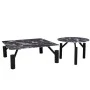 SET 2 BLACK METAL TABLES WITH BLACK MARBLE SURFACE 90X90X35CM D60X42CM