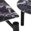 SET 2 BLACK METAL TABLES WITH BLACK MARBLE SURFACE 90X90X35CM D60X42CM