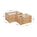 SET 2 NATURAL WOODEN CRATE 18X12X9 15X10X8CM