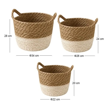 SET 3 ROPE BASKET D34X28 26X24 22X20CM