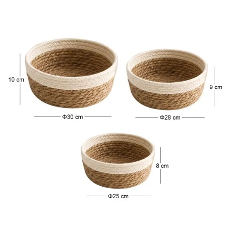 SET 3 ROPE TRAY D30X10  28X9  25X8CM