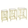 SΕΤ 3 GOLD METAL SIDE TABLE WΙΤΗ MIRROR TOP 35Χ60 30Χ55 25Χ50CM