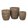 SET 3 BROWN FIBER CEMENT POT 31X33 37X42 44X50CM