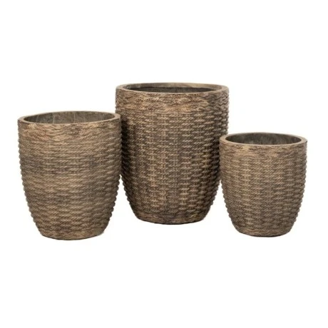 SET 3 BROWN FIBER CEMENT POT 31X33 37X42 44X50CM