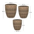 SET 3 BROWN FIBER CEMENT POT 31X33 37X42 44X50CM