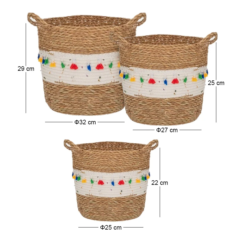 ΣΕΤ 3 ΚΑΛΑΘΙ RATTAN  ΜΕ ΚΡΟΣΙΑ 32Χ29 27Χ25 25Χ22ΕΚ