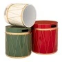 XMAS SET 3 RED GREEN WHITE METAL BOX WITH DRUM DESIGN 45Χ44.5CM 40.5CM 34Χ36CM