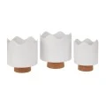 SET 3 WHITE METAL FLOWER POT WITH FELT BASE  D19X21 D17X19 D14X17CM
