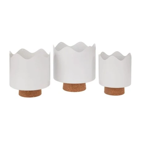 SET 3 WHITE METAL FLOWER POT WITH FELT BASE  D19X21 D17X19 D14X17CM