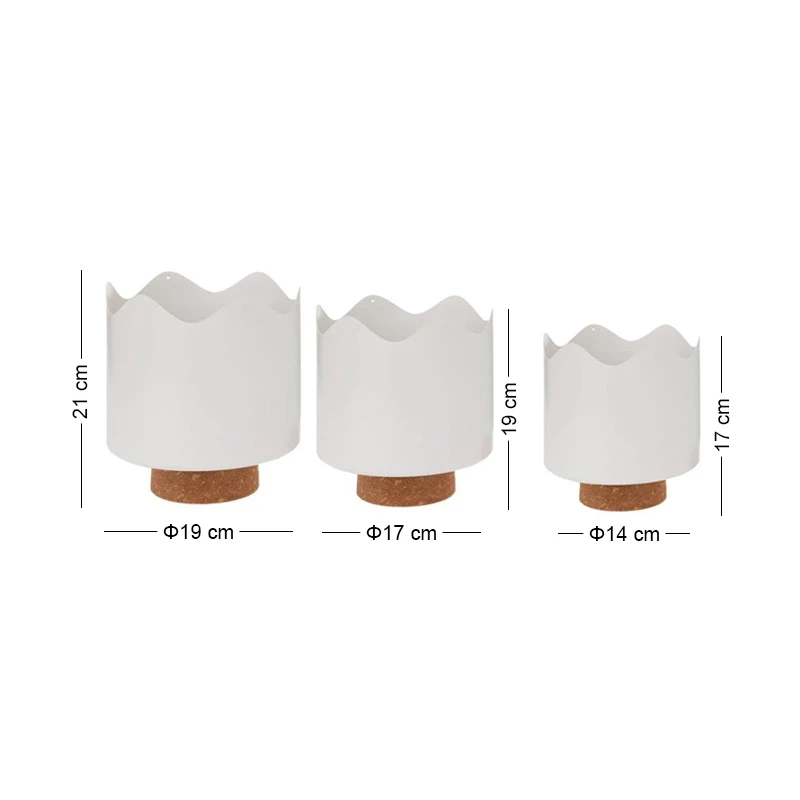 SET 3 WHITE METAL FLOWER POT WITH FELT BASE  D19X21 D17X19 D14X17CM