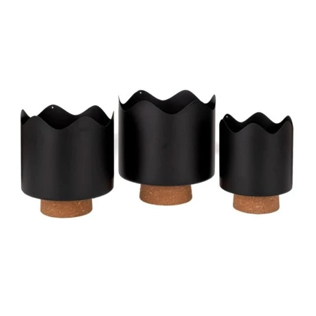 SET 3 BLACK METAL FLOWER POT WITH FELT BASE  D19X21 D17X19 D14X17CM