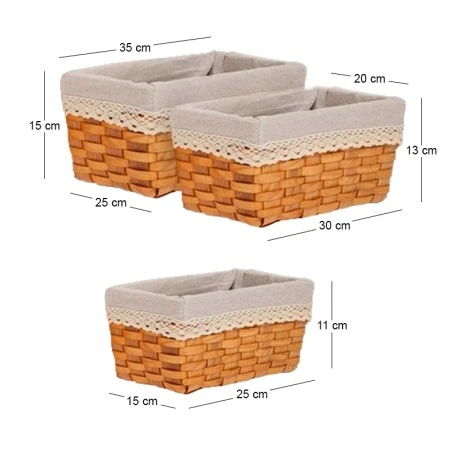 ΣΕΤ 3 ΠΑΝΕΡΙ ΜΕΛΙ ΜΕ ΥΦΑΣΜΑ A:35X25X15 B:30X20X13 C:25X15X11 ΕΚ