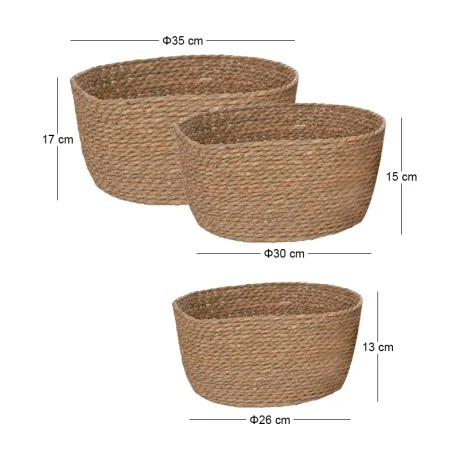 ΣΕΤ 3 ΠΑΝΕΡΙΑ ΦΥΣΙΚΟ WICKER  Φ35Χ17 D30X15 X26X13EK