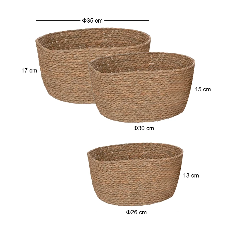 ΣΕΤ 3 ΠΑΝΕΡΙΑ ΦΥΣΙΚΟ WICKER  Φ35Χ17 D30X15 X26X13EK