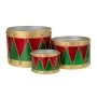SET 3 GREEN RED METAL DRUMS XL:46Χ34 L:39,5Χ25 S:27Χ17CM