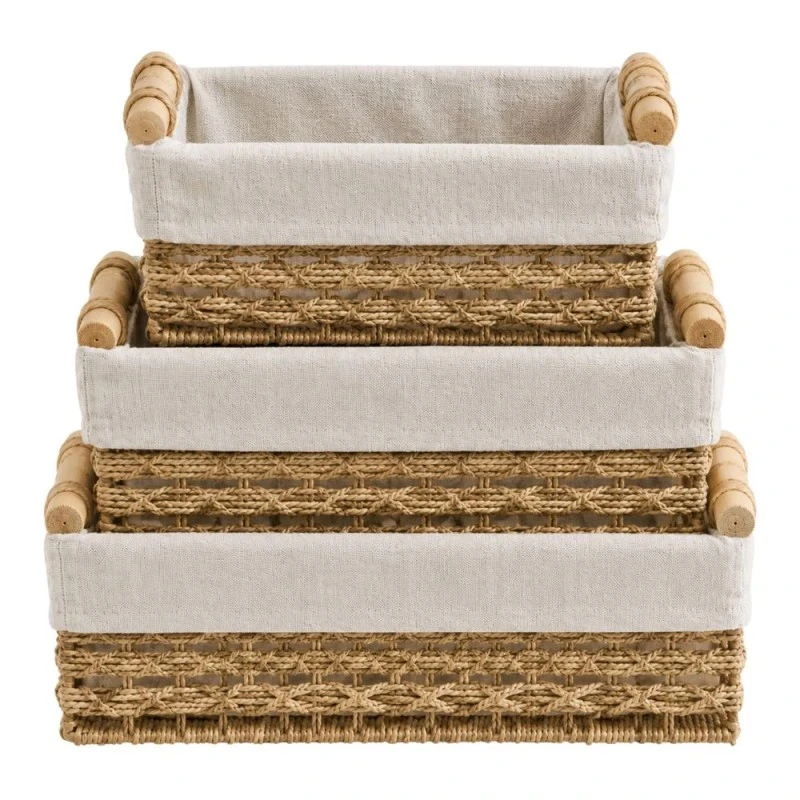 SET 3 RECTANGLE ROPE BASKET 36X23X14  31X18X12  26X15X10CM