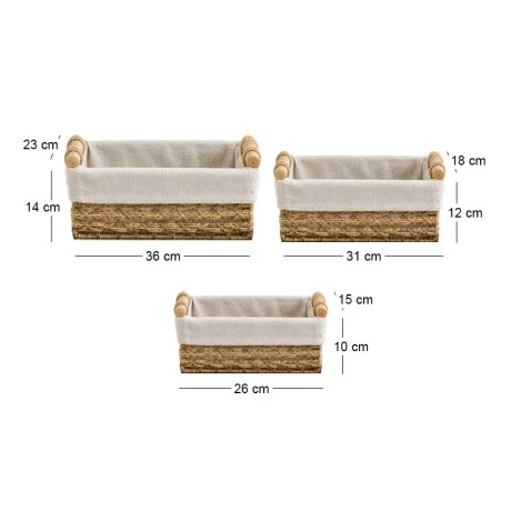 SET 3 RECTANGLE ROPE BASKET 36X23X14  31X18X12  26X15X10CM