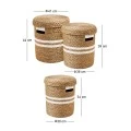 NATURAL PAPER ROPE BASKET WITH LID D41X44 36X39 30X34CM