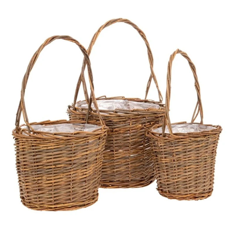 SET 3 WREATH PLANTER WITH HANDLE 37Χ28,5 30Χ26,5 25Χ23CM
