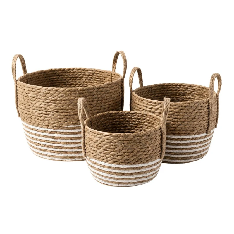 SET 3 NATURAL ROPE BASKET 31X25 27X22 24X18CM
