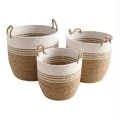 SET 3 NATURAL ROPE BASKET 41X44 36X39 30X34CM