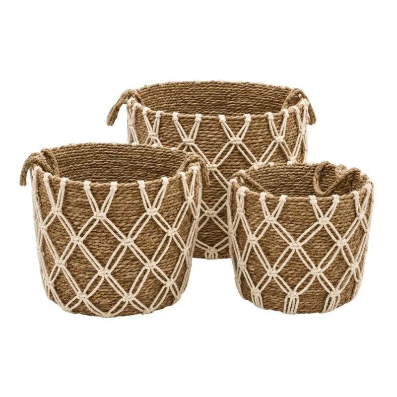 SET 3 NATURAL ROPE BASKET 42X39 38X34 35X29CM