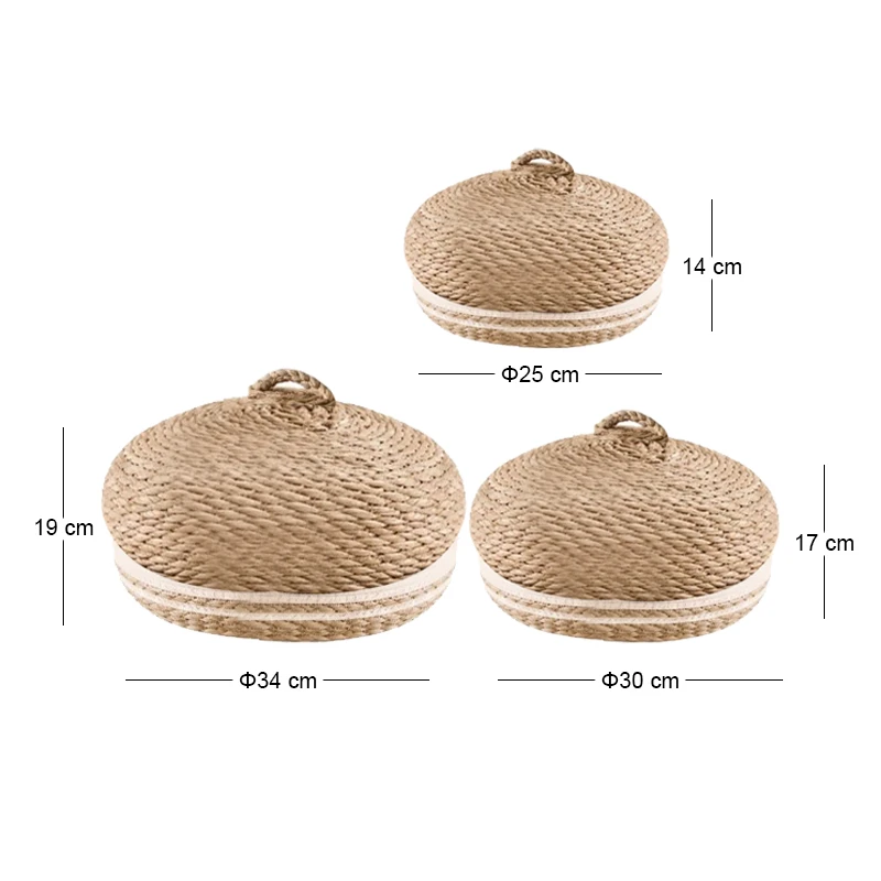 NATURAL PAPER ROPE TRAY WITH LID D34X19 30X17 25X14CM