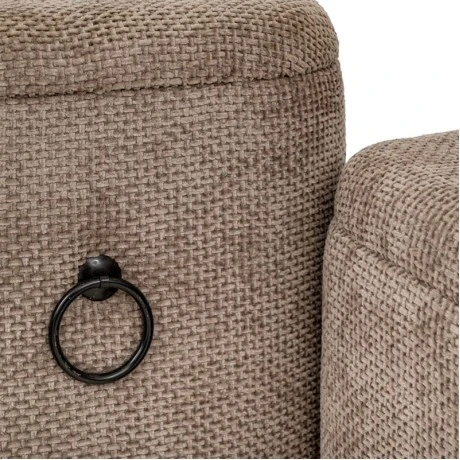 SET 3 ELEPHANT FABRIC SQUARE STORAGE STOOL WITH BLACK METAL HANDLES 38X38X43CM 33X33X33CM 27X27X27CM