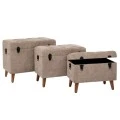 SET 3 ELEPHANT STOOL CHEST ON WOODEN LEGS D70X41X56CM 63X35X45CM 55X30X40CM