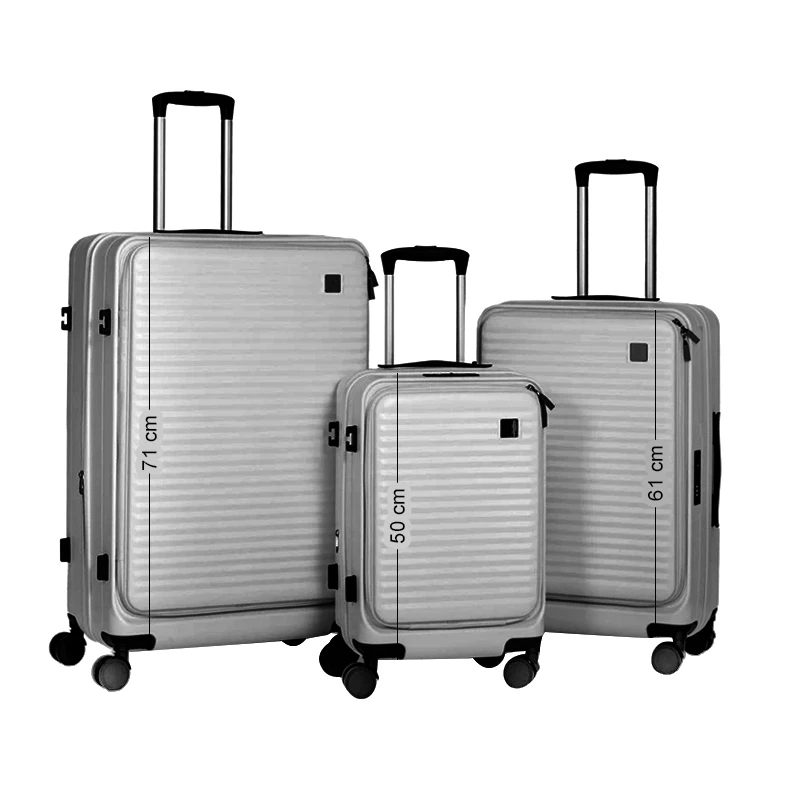 SET 3 DARK GREEN SUITCASE WITH WHEELS 50 61 71CM
