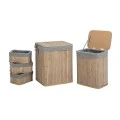 SET 5 2 BAMBOO LAUNDRY BASKETΣ WITH LID AND 3 STORAGE BASKETS