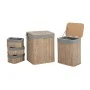 SET 5 2 BAMBOO LAUNDRY BASKETΣ WITH LID AND 3 STORAGE BASKETS