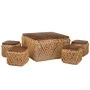 SET 5 NATURAL ROPE TABLE WITH 4 STOLLS
