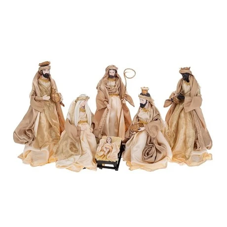 XMAS SET 6 RESIN NATIVITY FIGURINES IN GOLD COLOR 30CM